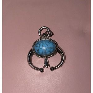 Anson Pewter & Faux Turquoise Pendant Silver Tone